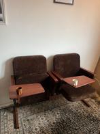 Vintage/retro biosscoop stoelen/bankje, Huis en Inrichting, Stoelen, Ophalen, Zo goed als nieuw, Bruin, Twee