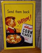 Send them back happy! kellogs cornflakes reclamebord, Verzamelen, Nieuw, Reclamebord, Ophalen of Verzenden