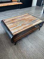 Unieke Salontafel met Houten Blad en Metalen Frame, Huis en Inrichting, Ophalen, Gebruikt, 50 tot 100 cm, 100 tot 150 cm