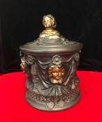 Antieke Dekseldoos Sariguemines keramiek goud zwart, Antiek en Kunst, Antiek | Keramiek en Aardewerk, Ophalen of Verzenden