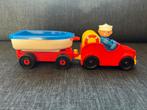Duplo auto met matroos en oplegger met bootje., Kinderen en Baby's, Speelgoed | Duplo en Lego, Ophalen, Gebruikt, Duplo