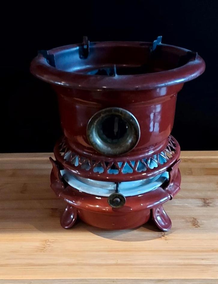 Emaille petroleumstel bruin 1 pits aanvulling noodpakket., Antiek en Kunst, Antiek | Emaille, Ophalen of Verzenden