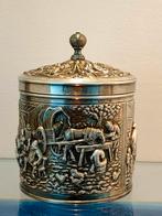 Vintage heavy silver plated tea caddy Douwe Egberts 1960s, Ophalen of Verzenden