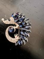 Egel Broche met Blauwe Kristallen, Met kristal, Overige materialen, 4 tot 7 cm, Blauw
