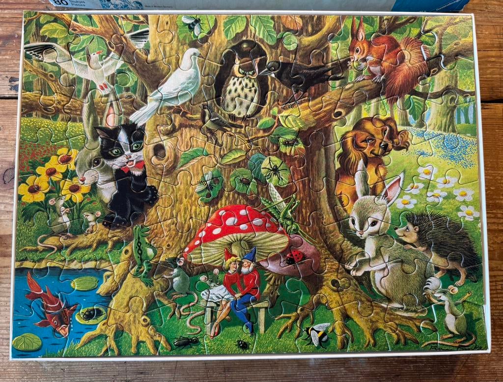 Kinderpuzzel park, dieren, pinkeltje 80 stukjes Ravensburger, Ophalen of Verzenden, Meer dan 50 stukjes, Gebruikt, 6 jaar of ouder