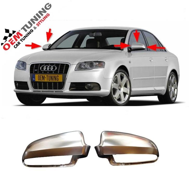 Audi A4 S4 spiegelkappen | mat alumunium | 2004-2008 |, Auto diversen, Tuning en Styling, Ophalen of Verzenden