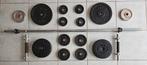 Halterstang, 2xdumbellbars & 50kg schijven: Zie Beschrijving, Sport en Fitness, Fitnessmaterialen, Ophalen, Gebruikt, Benen, Halterset