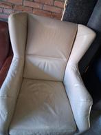 Fauteuil Stoel Van Leer Kleur Beige . Gratis Ophalen, Gebruikt, Minder dan 75 cm, Leer, Ophalen of Verzenden