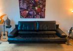 Rolf Benz zwart leren bank, Ophalen, Gebruikt, 75 tot 100 cm, Leer