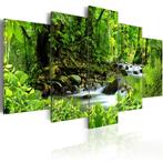 323 Natuur Waterval 5 Luik Canvas Schilderij XXL 200x100cm, Nieuw, 125 cm of meer, Ophalen of Verzenden, Schilderij