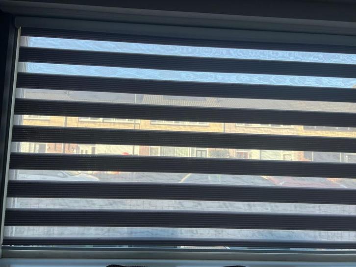 Duo rolgordijn, Huis en Inrichting, Stoffering | Gordijnen en Lamellen, Gebruikt, 200 cm of meer, 200 cm of meer, Grijs, Ophalen of Verzenden