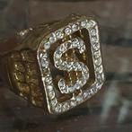 Gouden nep ring met steentjes, Ophalen of Verzenden, Zo goed als nieuw