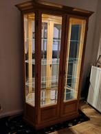 Blank eiken vitrinekast met glazen deuren, Huis en Inrichting, Kasten | Vitrinekasten, Ophalen, Met deur(en), 100 tot 150 cm, Glas