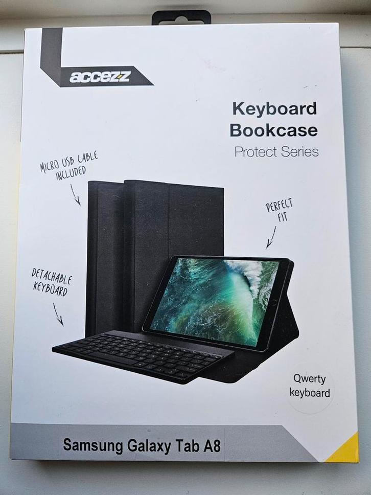 Accezz Keyboard Bookcase Samsung Galaxy Tab A8 - Nieuw, Computers en Software, Tablet-hoezen, Nieuw, Bescherming voor- en achterkant