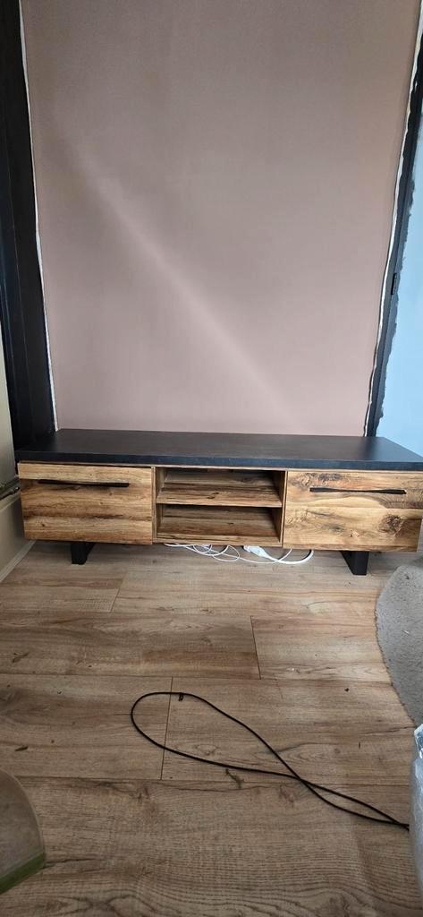 TV Meubel Mongohout look - Modern Design, Huis en Inrichting, Kasten | Televisiemeubels, Zo goed als nieuw, Minder dan 100 cm