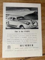 Humber Snipe originele advertentie vintage 1946, Ophalen of Verzenden, Gelezen, Overige merken