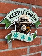 Smokey de beer keep it green emaille reclamebord, Ophalen of Verzenden