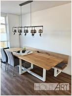 Bank stalen u-poten met rugleuning in eiken!, Eikenhout, Info@hout-art.nl, Nieuw, 150 tot 200 cm