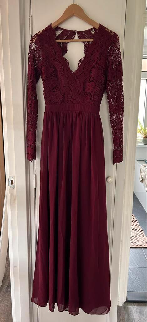 Avondjurk bordeaux rood, Kleding | Dames, Gelegenheidskleding, Zo goed als nieuw, Maat 36 (S), Rood, Ophalen of Verzenden