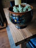 Gouda plateel bloempot, decor zenith clematis, Antiek en Kunst, Ophalen of Verzenden