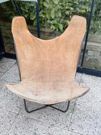 Vintage Vlinderstoel Leer - 1960s Design, Huis en Inrichting, Stoelen, Ophalen, Gebruikt, Bruin, Leer