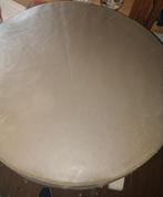 Bruine leren poef, Ophalen of Verzenden, Zo goed als nieuw, 50 tot 75 cm, 50 tot 75 cm