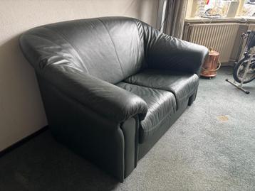 Gave leren 2-zits bank - Donker groen beschikbaar voor biedingen