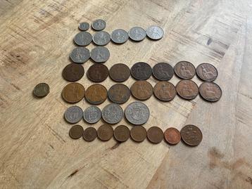Verzameling oude Britse Ponden Pence Penny Shilling Crown beschikbaar voor biedingen