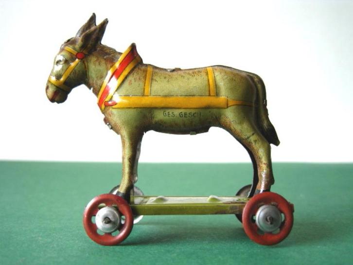 Penny Toy Meier blikken ezel op platform Germany 1920, Antiek en Kunst, Antiek | Speelgoed, Ophalen of Verzenden
