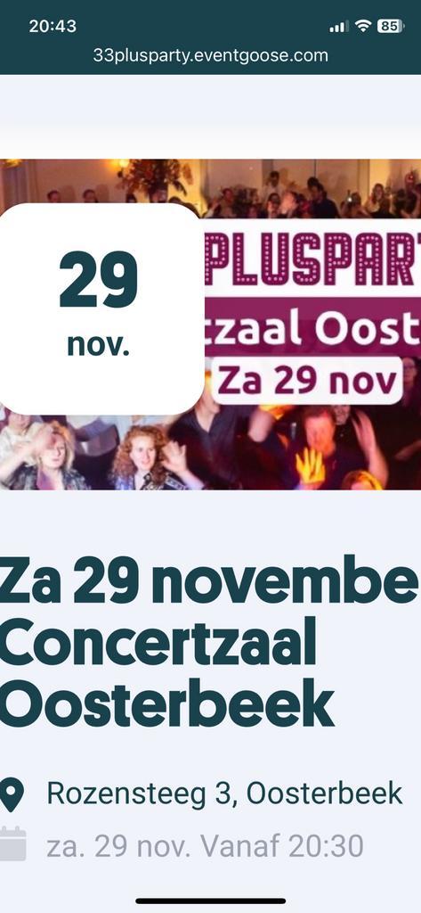 2X 33plusXL party kaarten in Oosterbeek 29 november, Tickets en Kaartjes, Evenementen en Festivals, Twee personen