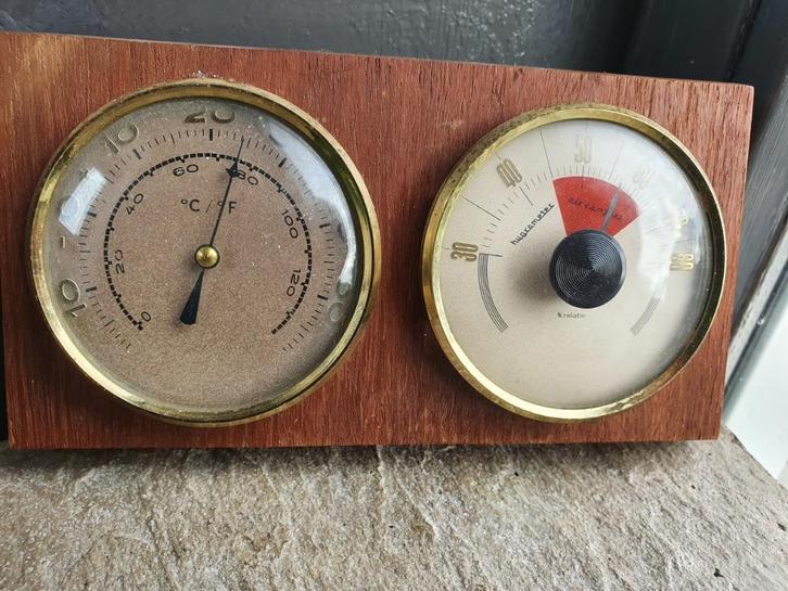 Leuke antieke weerstation, thermometer en hygrometer, in wer, Audio, Tv en Foto, Weerstations en Barometers, Gebruikt, Weerstation