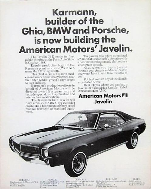 3 vintage advertenties American Motors AMC Javelin autos 70, Verzamelen, Automerken, Motoren en Formule 1, Gebruikt, Auto's, Verzenden