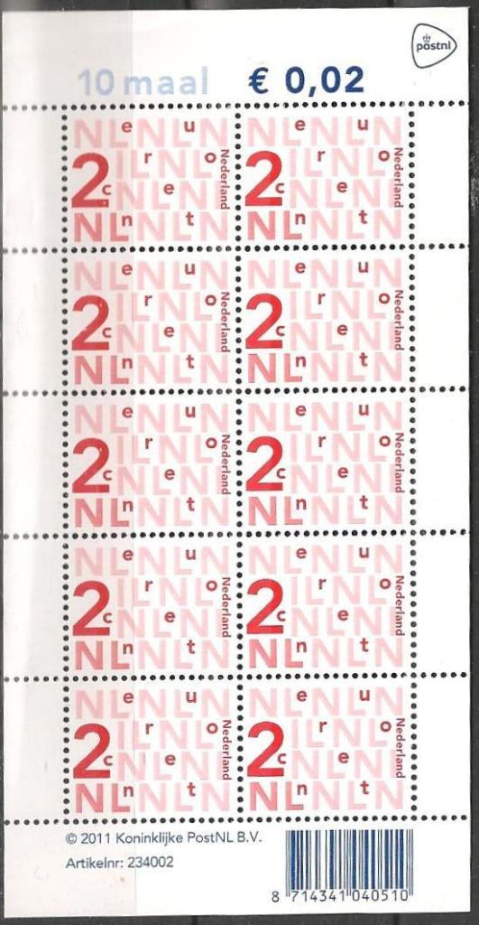 Bijplakblok in Euro No. V 2034 DC XXX. ADV. no.53 R., Postzegels en Munten, Postzegels | Nederland, Postfris, Na 1940, Verzenden