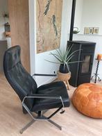 Montel relax fauteuil, zwart leer, Ophalen, Gebruikt, Leer, 50 tot 75 cm