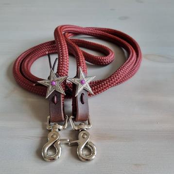 Touwteugels bordeaux rood western clips en concho's 1.90 beschikbaar voor biedingen