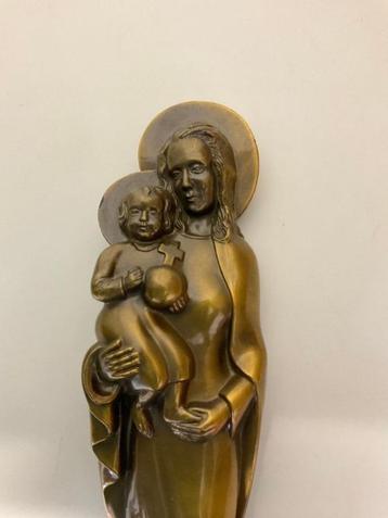 madonna maria met kind koper brons wandornament beschikbaar voor biedingen