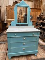 Speels brocante kast ladekast met spiegel en marmer