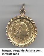 goud vergulde JULIANA cent 1967, in hangrand, Ophalen of Verzenden, Nieuw, Goud, Overige materialen