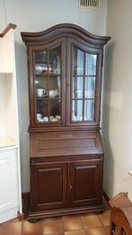 Antieke secretaire kast met glazen deuren, Huis en Inrichting, Kasten | Buffetkasten, Glas, Gebruikt, 100 tot 150 cm, Met deur(en)