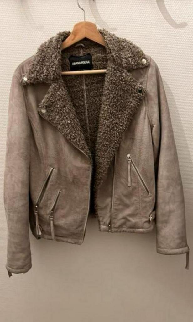 Ibana gevoerd leren damesjack / bomberjack maat 42 zgan, Kleding | Dames, Jassen | Winter, Zo goed als nieuw, Maat 42/44 (L), Beige