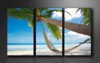 Nieuw * 3 Luik van Canvas * Palmboom Hangmat Strand 90x160cm, Nieuw, 125 cm of meer, Ophalen of Verzenden, Schilderij