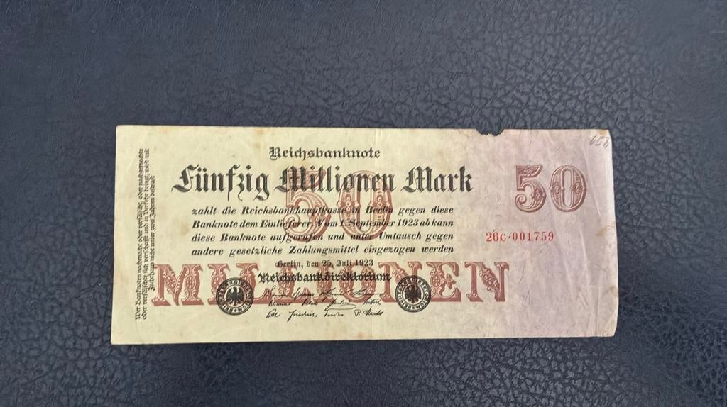 Duitsland 50 miljoen 1923, Postzegels en Munten, Bankbiljetten | Europa | Niet-Eurobiljetten, Ophalen of Verzenden, Duitsland
