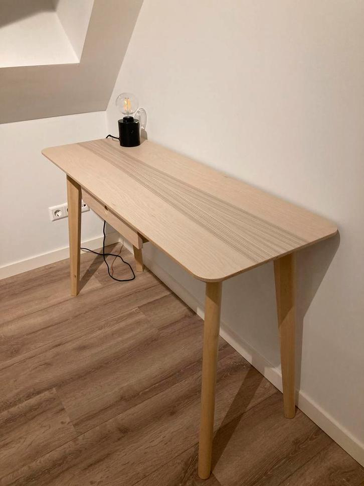 Ikea Lisabo bureau met lade essen fineer, Huis en Inrichting, Bureaus, Nieuw, Bureau, Ophalen