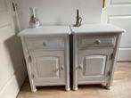 Set nachtkastjes, 2 kleine witte kastjes, Huis en Inrichting, Slaapkamer | Nachtkastjes, Gebruikt, Minder dan 45 cm, Hout, 55 tot 70 cm