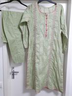 Maat M geborduurde katoen groen roze katoen kameez indian pa, Kleding | Dames, Gelegenheidskleding, Maat 38/40 (M), Overige typen