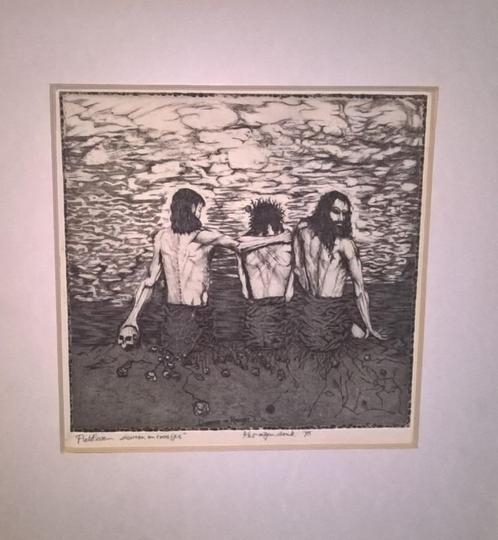 3x Kloosterkunst Religie Schilderijen Monstrans Ets Tegel, Antiek en Kunst, Antiek | Religie, Verzenden