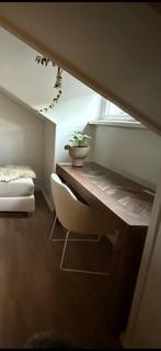 Massief houten sidetable / bureau met visgraat blad, Ophalen, Minder dan 50 cm, Gebruikt, 100 tot 150 cm