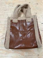 Handtas dames bruin leer en wol, Ophalen of Verzenden, Zo goed als nieuw, Bruin, Handtas