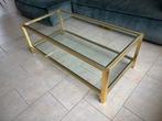 Vintage salontafel glas met goudkleurig frame, Huis en Inrichting, Tafels | Salontafels, Ophalen, Gebruikt, 100 tot 150 cm, Vintage