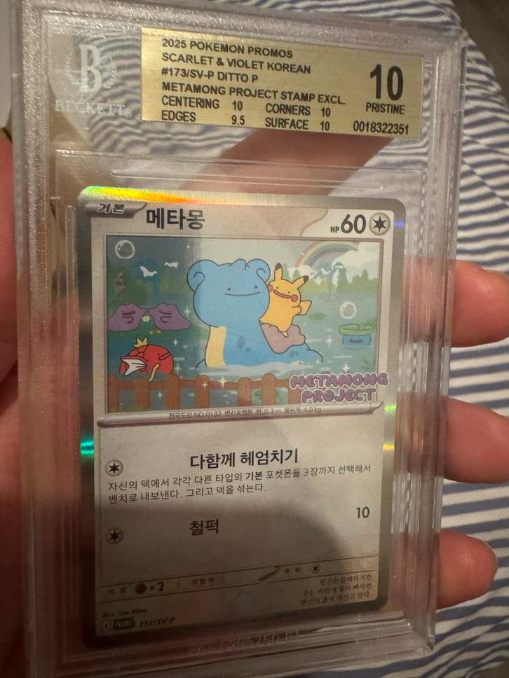 Beckett Pristine 10 - Ditto Meta Mong Project, Hobby en Vrije tijd, Verzamelkaartspellen | Pokémon, Zo goed als nieuw, Losse kaart